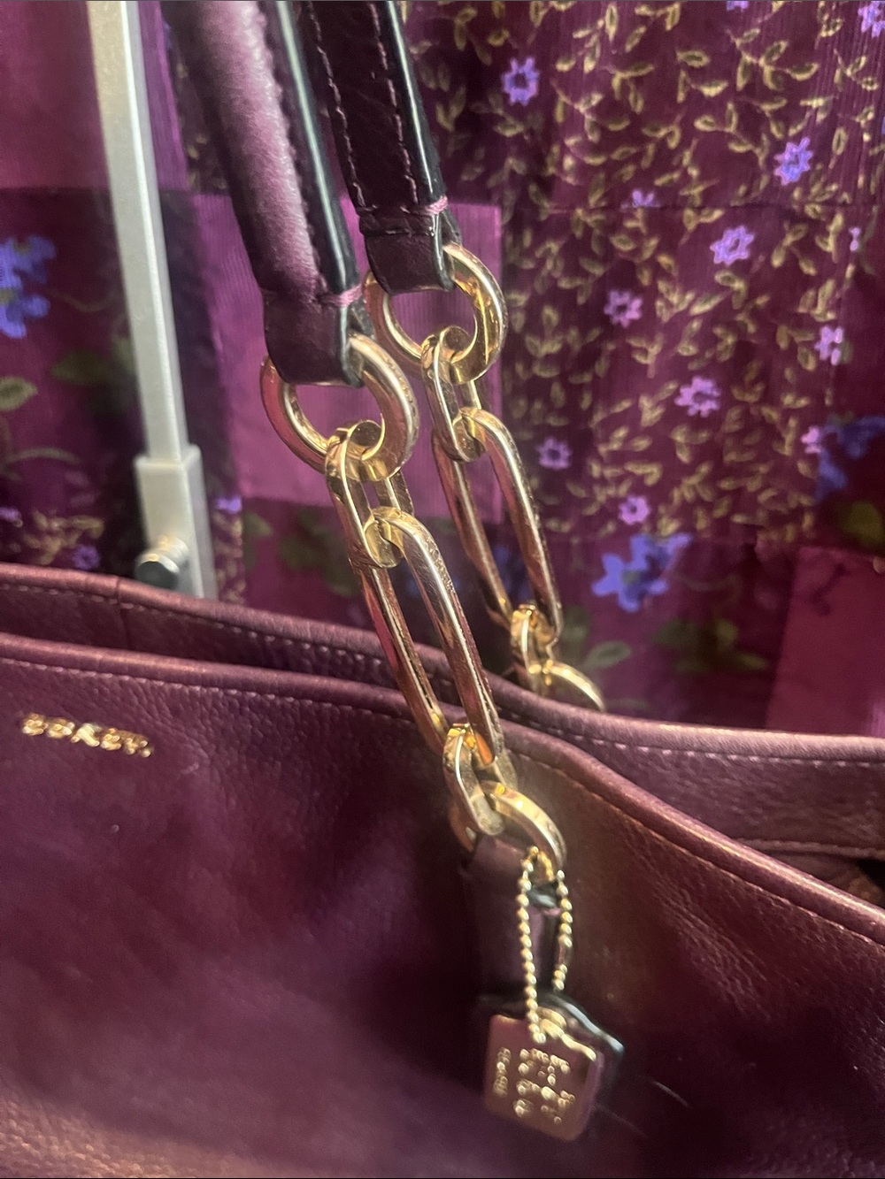 Coach Madison Leather North South Tote in Black Violet - Picture 7 of 14